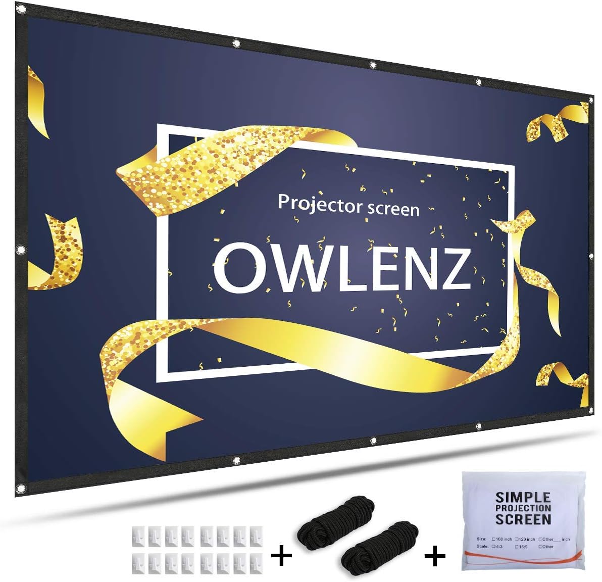 4K HD 120Inch 16:9 Portable Projector Screen Multi-Function Foldable Anti-Crease for Home Theater, Outdoor,Multi-Media Classroom, Office, Indoor, Support Front and Rear Projection