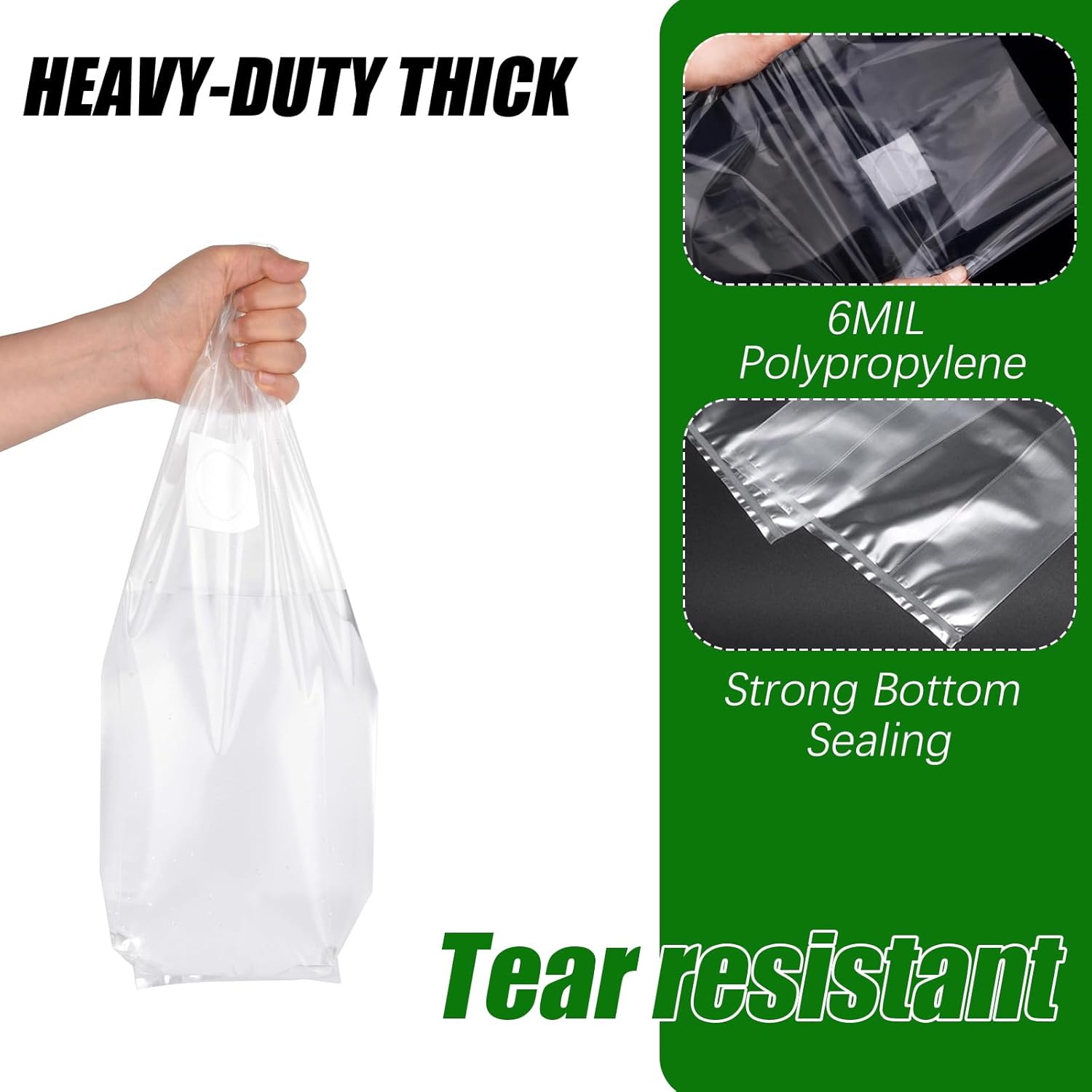 Mushroom Grow Bags, 50 Pack 6 Mil Polypropylene Mushroom Substrate Bags, 5" x 5" x 20", with Breathable 0.2 Micron Filter Patch, Large Autoclavable Bags for Substrates Strong Tear Resistant