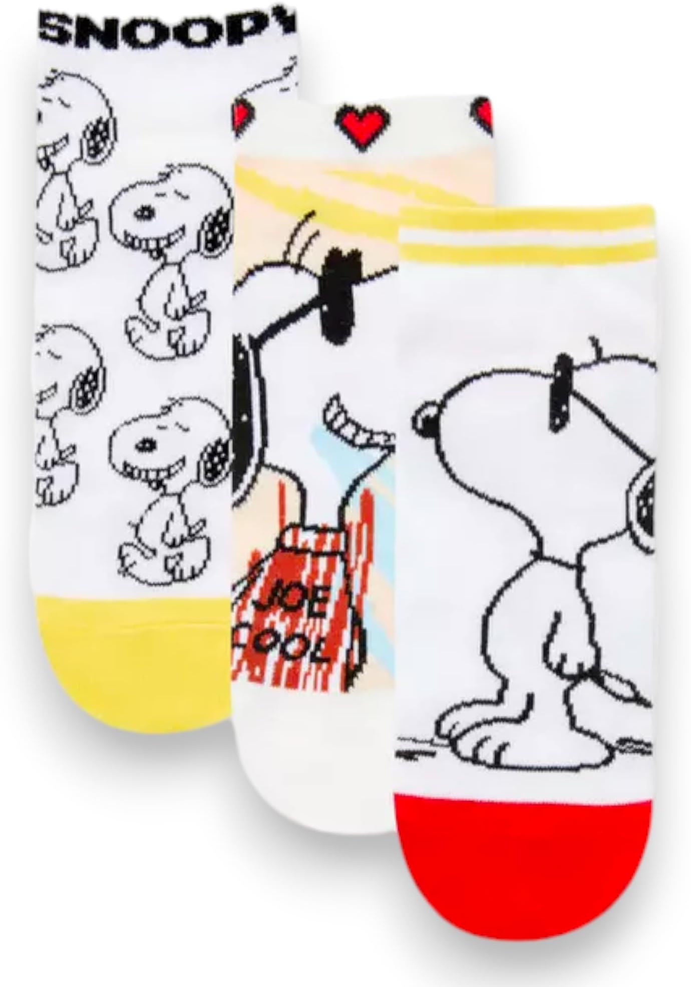 Primark LimitedPack 3 Snoopy Socks - Peanuts - White - Official Socks - for Women UK 4-8 EUR 37-42, white