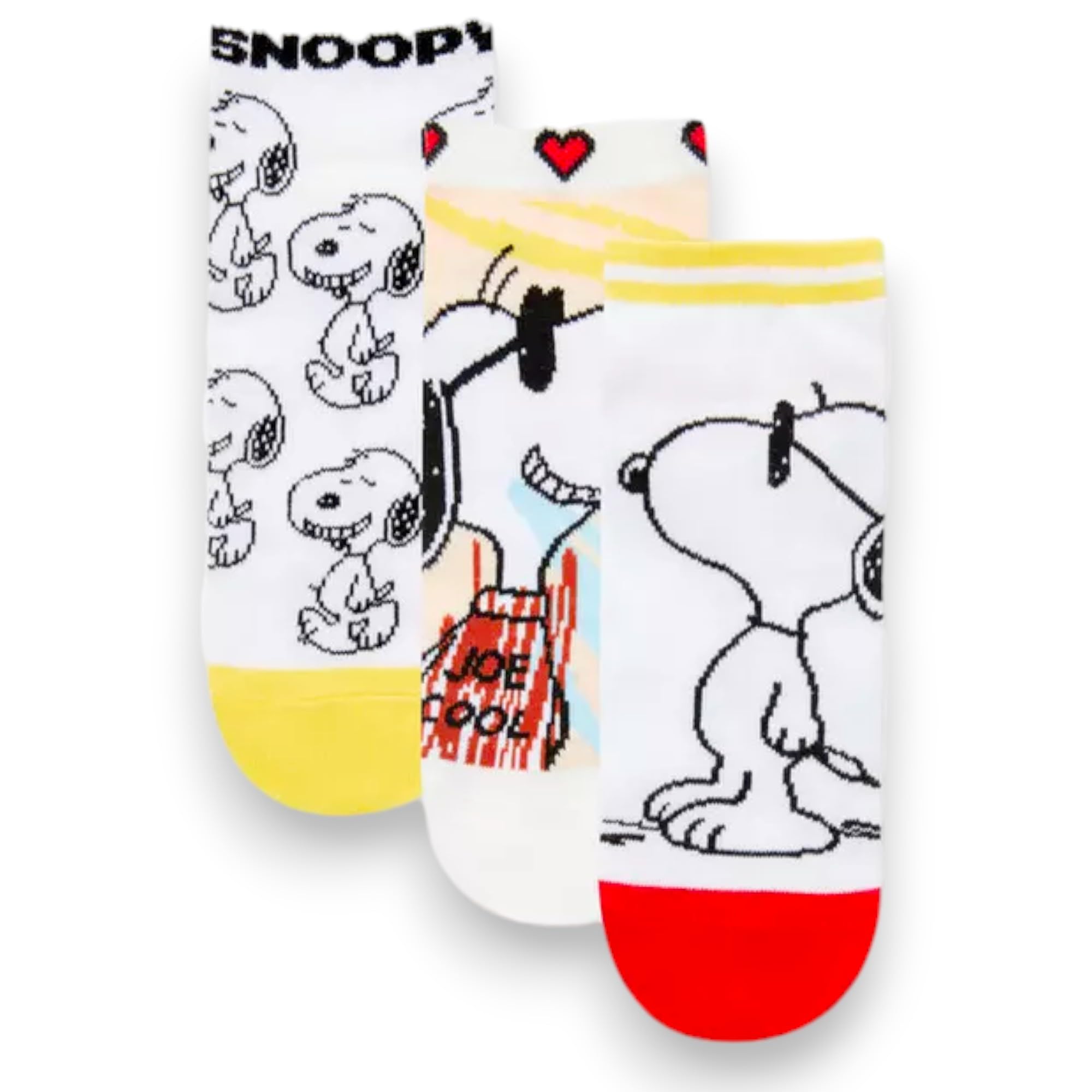 Primark LimitedPack 3 Snoopy Socks - Peanuts - White - Official Socks - for Women UK 4-8 EUR 37-42, white