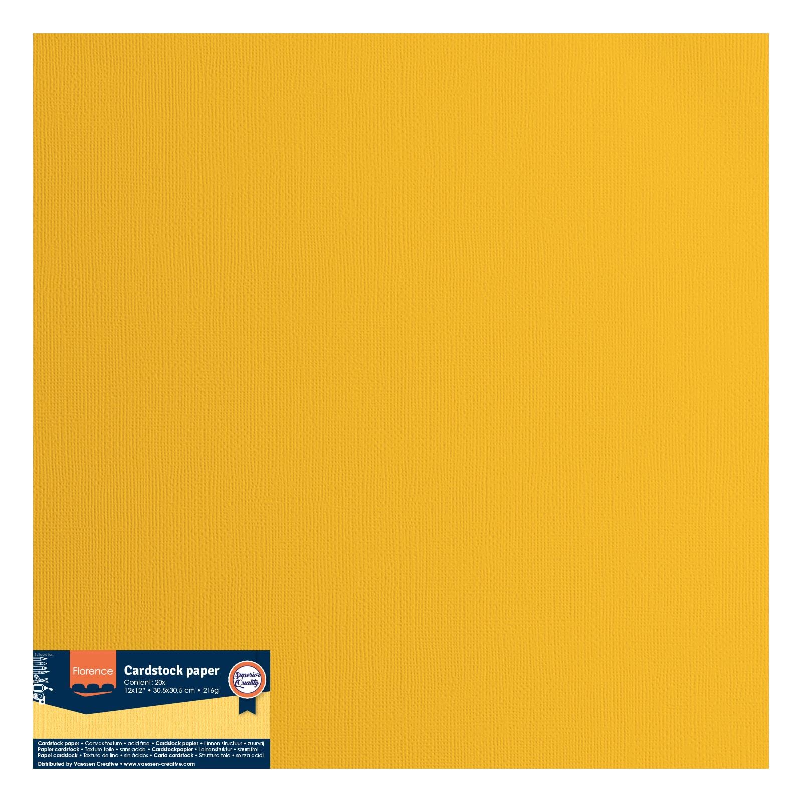 Florence Papier Cartonné Jaune Miel 216g 10 Feuilles Surface Lisse pour
