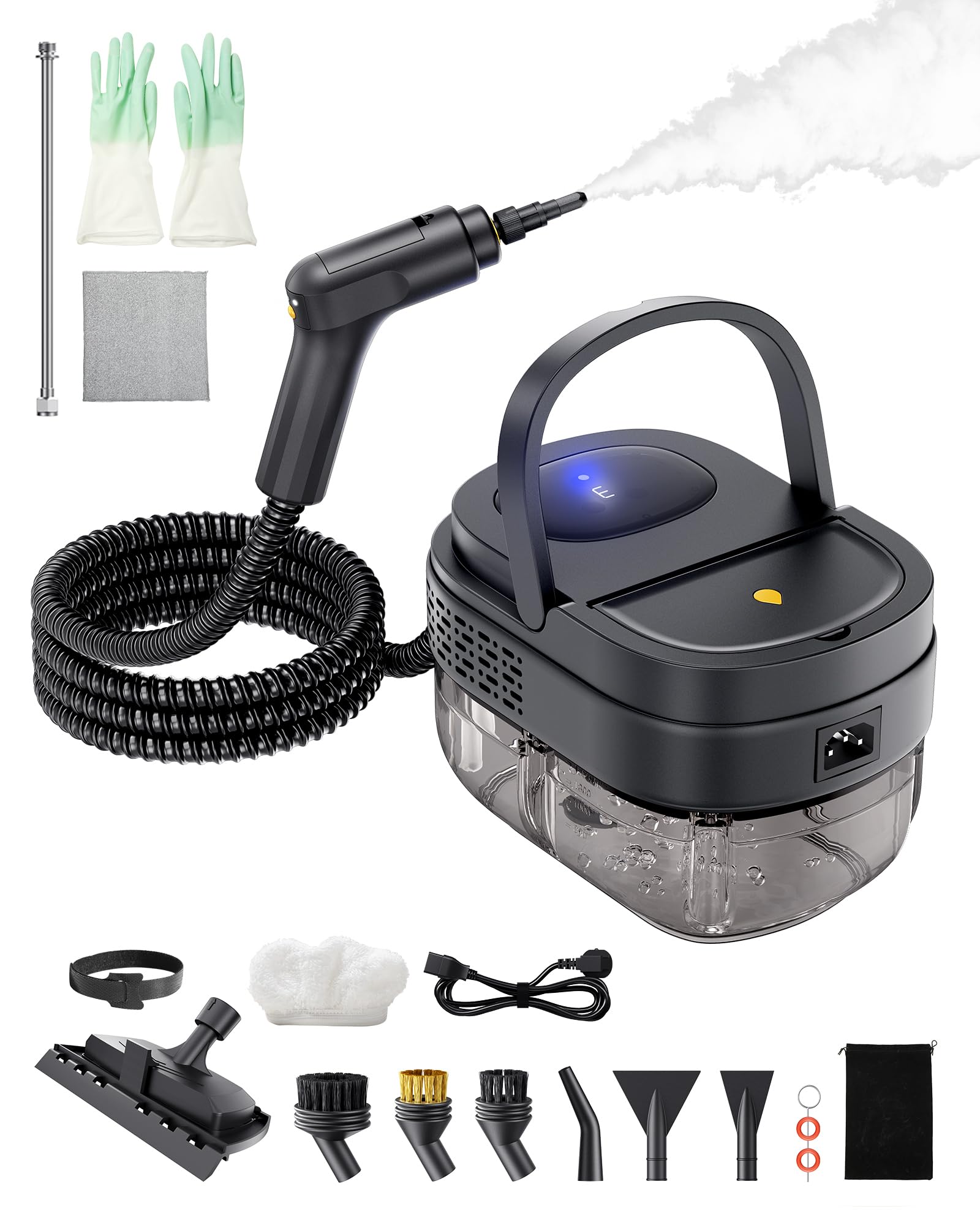 Handheld Steam Cleaner 1600ML Portable Steam Cleaner 3-Speed Adjustable Handle 2500W High-Temperature steamer for Car Home kitchens Camping