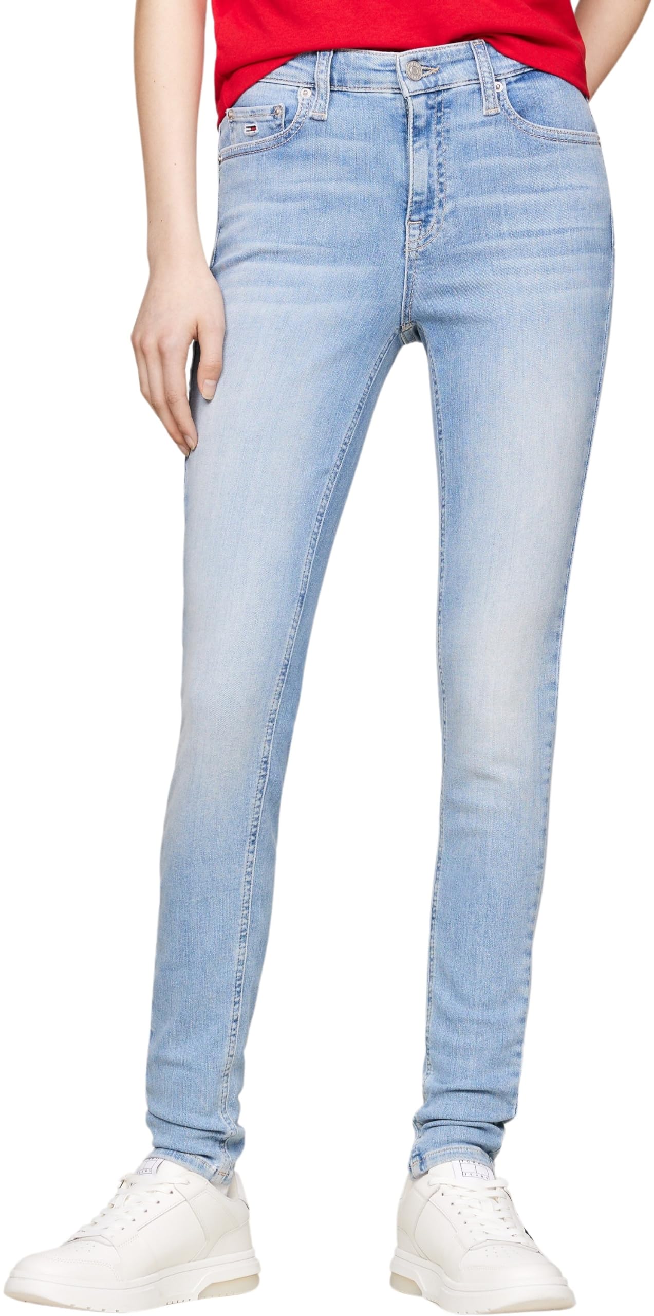 Tommy Jeans Womens Nora Md Skn Ch0214 Co Dw0dw19256 Skinny, Denim Light, 24W / 28L UK