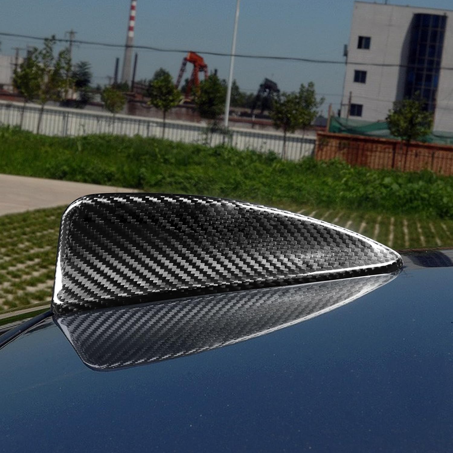 Dry Carbon Auto Shark Fin Antenna Toppers Cover Trim Sticker Compatible with BMW E60 2003-2010 / E61 2003-2008