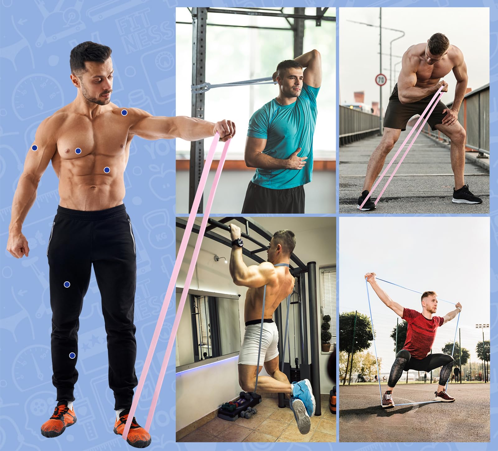 Nilox Set Elastici Fitness, Bande Di Resistenza Per Allenamento Completo, Elasti - Foto 8