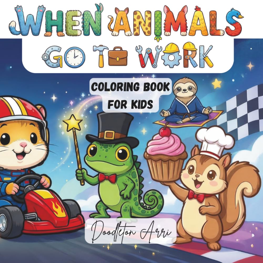 When Animals Go To Work!: A Fun Coloring Book for Kids Ages 3-8 with Cute Animals Doing Real Jobs