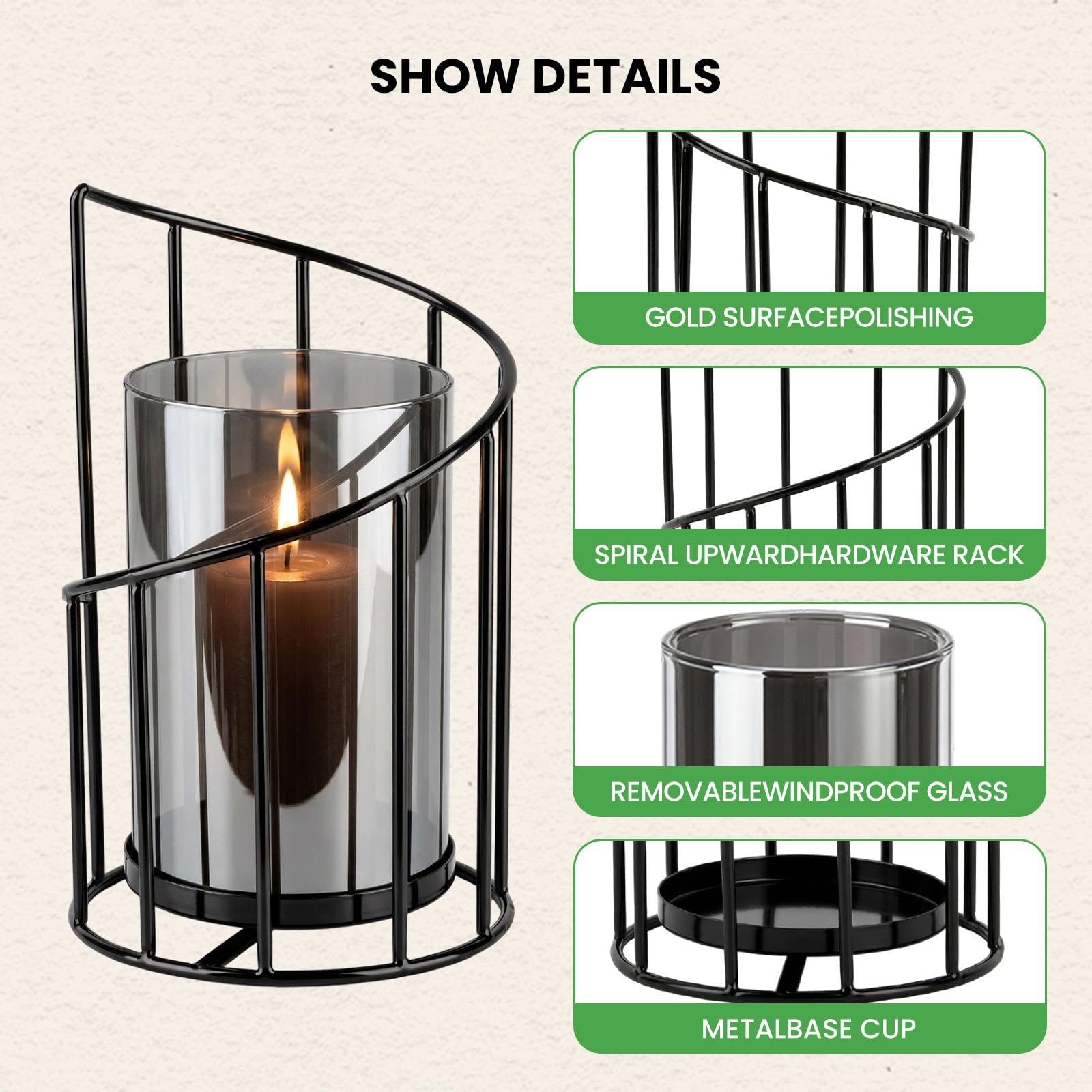 Lot de 4 Photophores Décoratifs Modernes Noir
