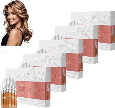 Instant Hair Strengthen Ampoules, Hair Ampoule Treatment, Hair Stimulant Intensive Lotion, Hair Strength Lotion, Hair Growth Serum for Damage and Dry Hair 5Box
