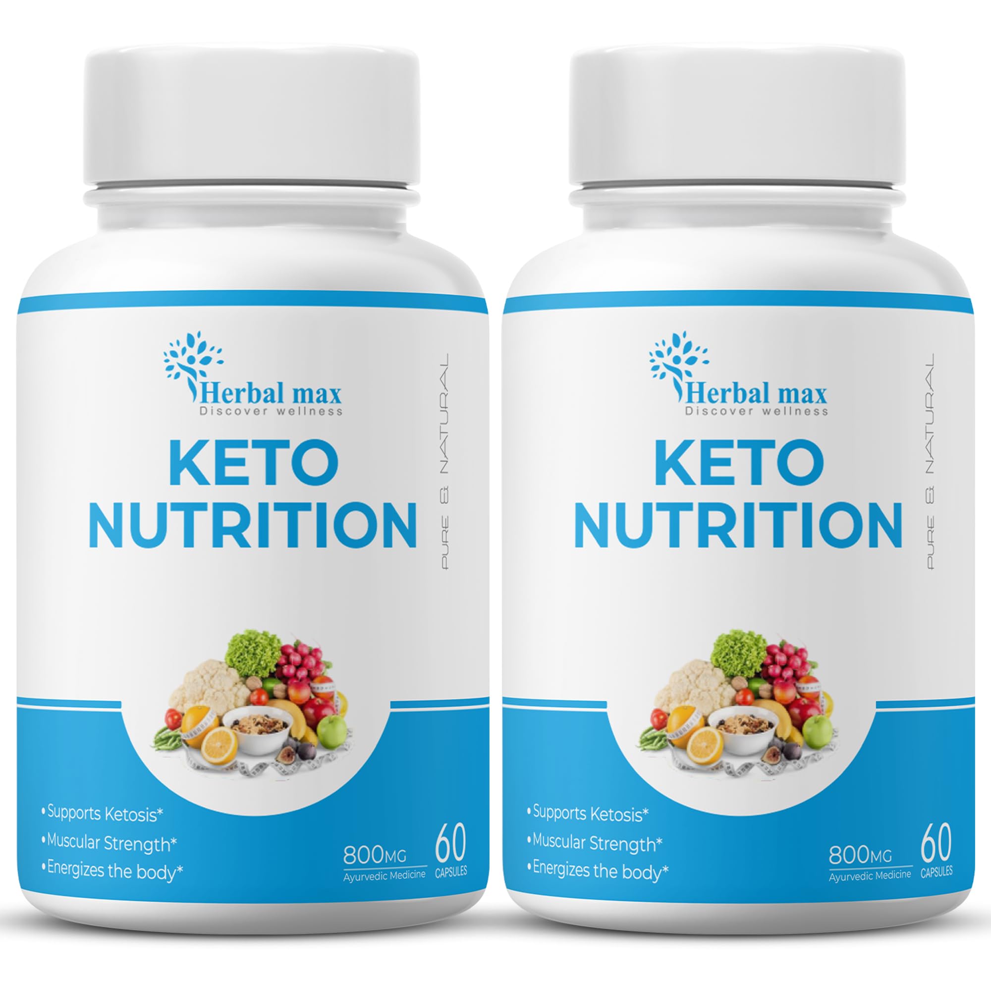 Herbal Max Keto Nutrition Weight Management | Supports Effective Weight Loss, Fat Burning, Belly Fat Reduction, Ketosis & Energy Boost – 60 Veg Capsules Each, Pack of 2 | For Men & Women