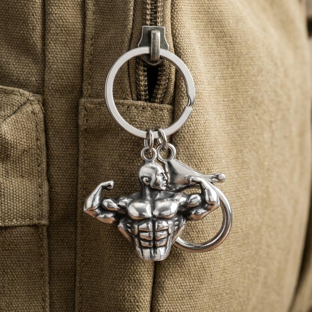 Fitness Keychain – Gym Keychains Bag Charms for Women with Powerful Muscle Man, Inspirational Key Chains Gifts for Fitness Lovers, Girls, Boys, Friends, Colleagues image 5