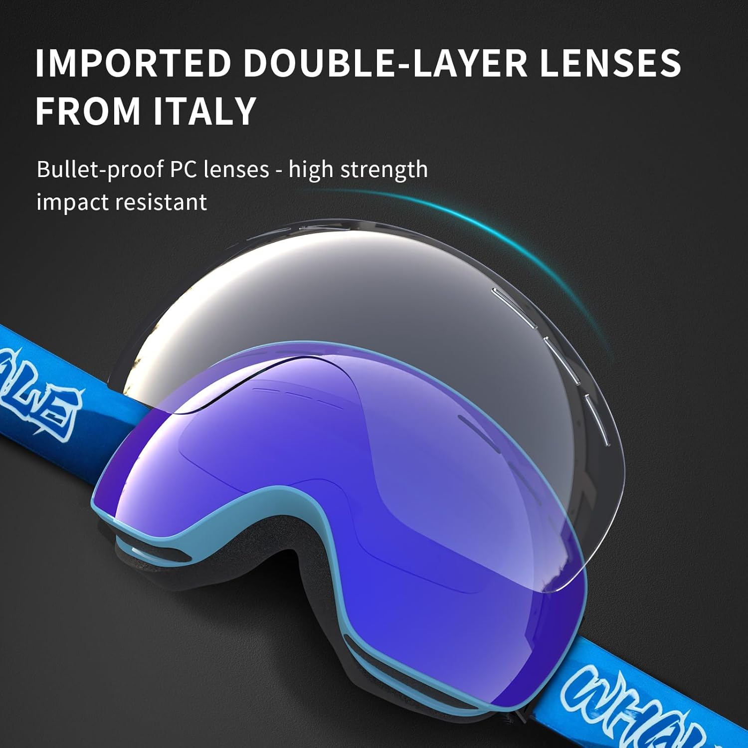 Whale Magnetic Flip-up Ski goggles, eyewear-style goggles For Men, Women And teenagers - 100% UV Protection - Image 3