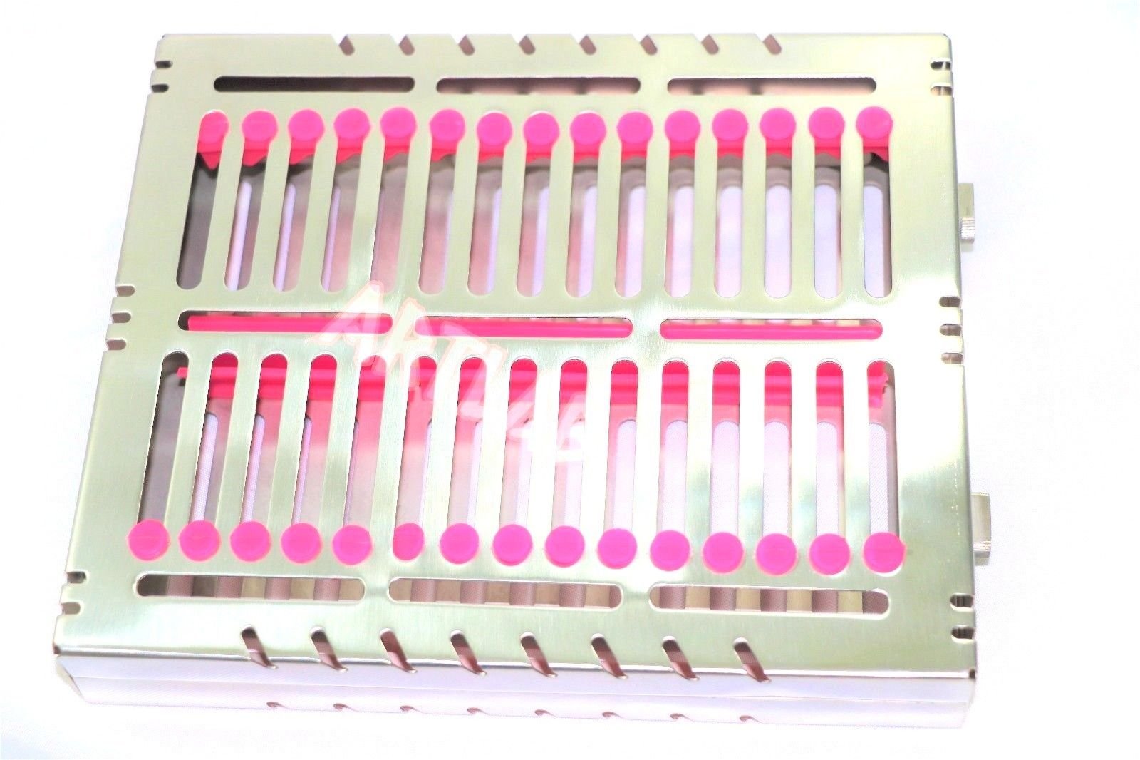 Detachable Dental Autoclave Sterilization Cassettes Racks Box for 15 Instruments Pink Cynamed