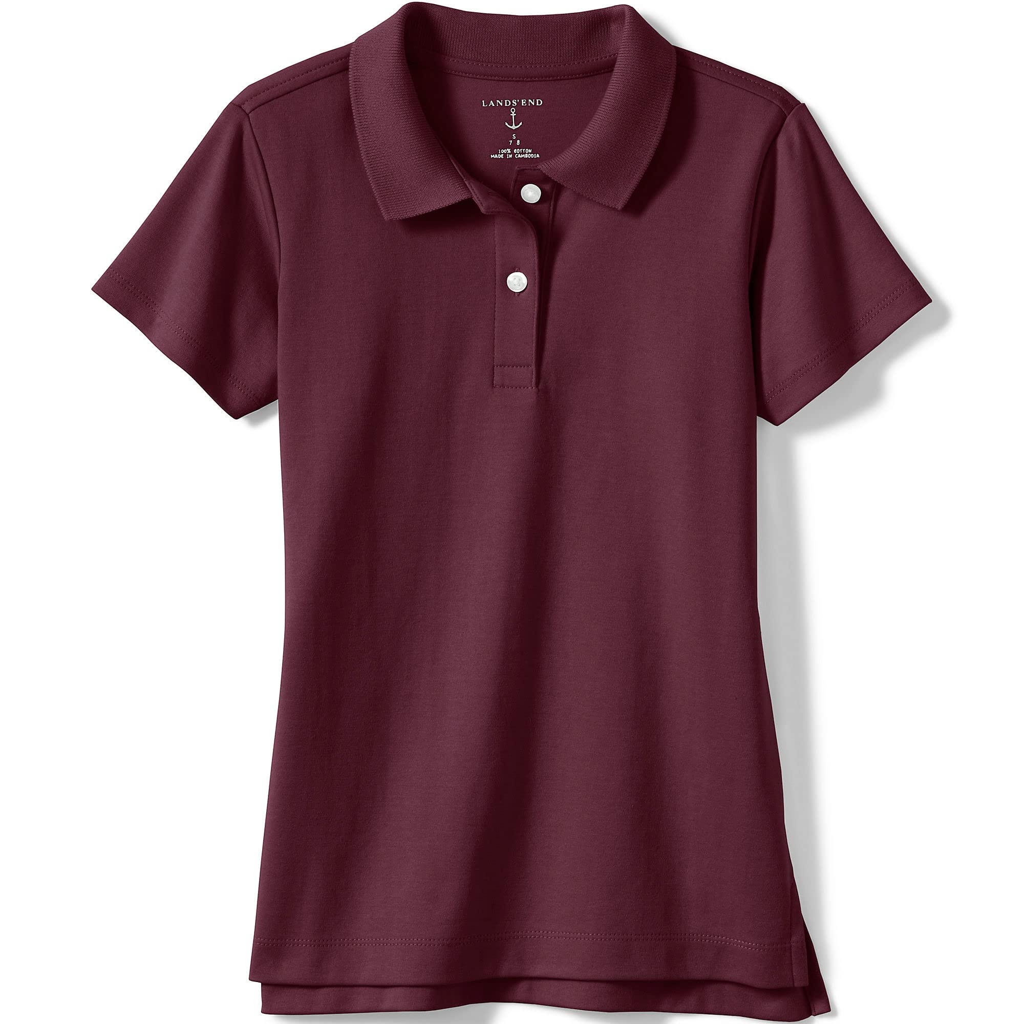 Lands' End School Uniform Girls Short Sleeve Feminine Fit Interlock Polo Shirt