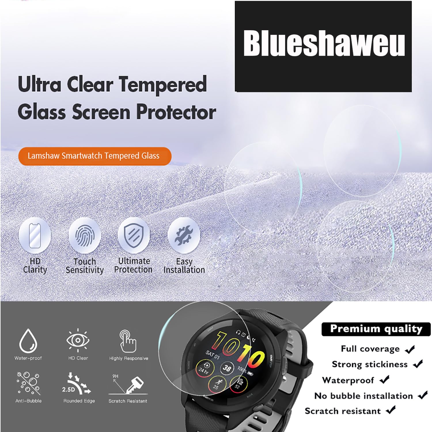 Pellicola Vetro Temperato Per Marsyu MT300 Smartwatch | 3 Pezzi | Durezza 9H | Anti-Graffi - Foto 14