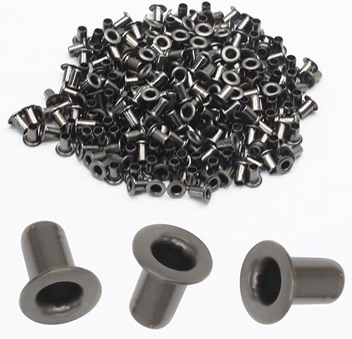 Miniatura 36 de Litoexpe Ojales de 1/8 de pulgada (3mm) de diámetro interior, kit de 200 piezas de ojales de metal con respaldo automático para agujeros para Latón