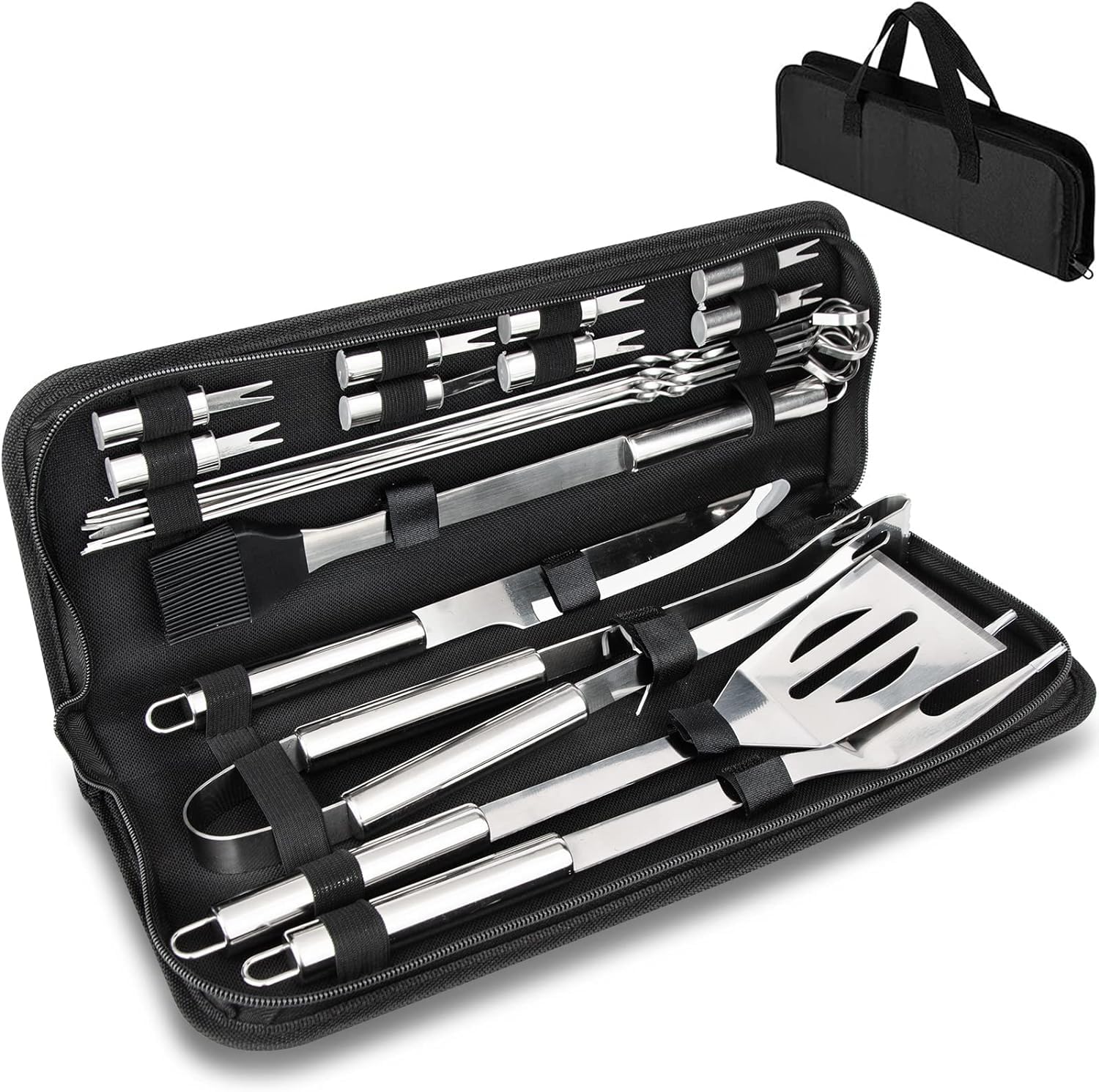 Tazweeq 18 PCS BBQ Grill Tools Set with Case, Premium Complete Set of Heavy-Duty Stainless Steel Accessories with Storage Case