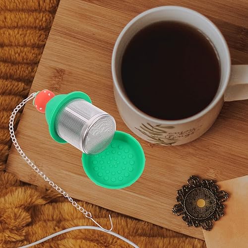 Miniatura 2 de SHERCHPRY Filtro de infusor de té de silicona de hoja suelta para té de acero inoxidable, malla fina, embudo de té, filtro de café para té de hojas