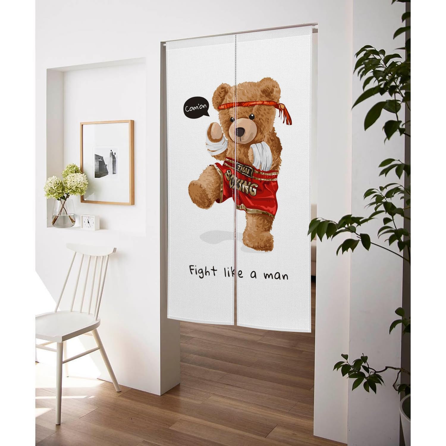 MANY ハンドメイド　クマのアップリケ付き暖簾 Amazon.co.jp: のれん Qinunipoto くまぐまこぶし bear クマの