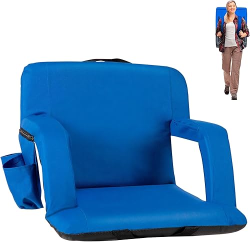 Asiento de estadio plegable para gradas con soporte de espalda, sillas de grada con respaldo acolchado y reposabrazos ajustables, 6 posiciones