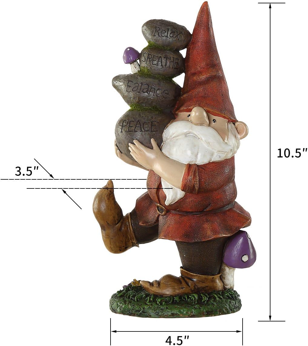 Ivy Home Gnome Statue Outdoor Decor Statue for Garden Decorative, Gnome Carried Stones