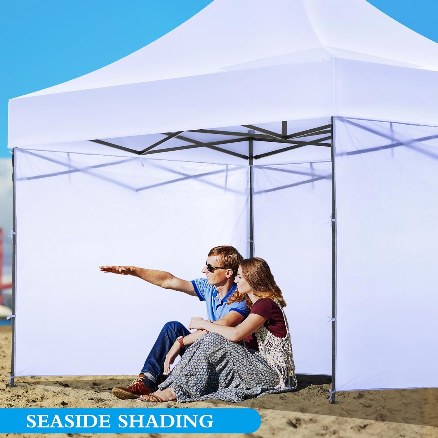 VitalCozy 6 Pcs Canopy Sidewalls for 10x10 ft Pop up Canopy Tent Waterproof Canopy Tent Sidewalls for Outdoor Party Replacement, Sidewall Only, Tent Not Included (White)