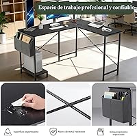 Vista 4 de Escritorio en forma de L, 50 pulgadas Mesa de esquina reversible para computadora, mesa de juegos con soporte para CPU y bolsa de almacenamiento