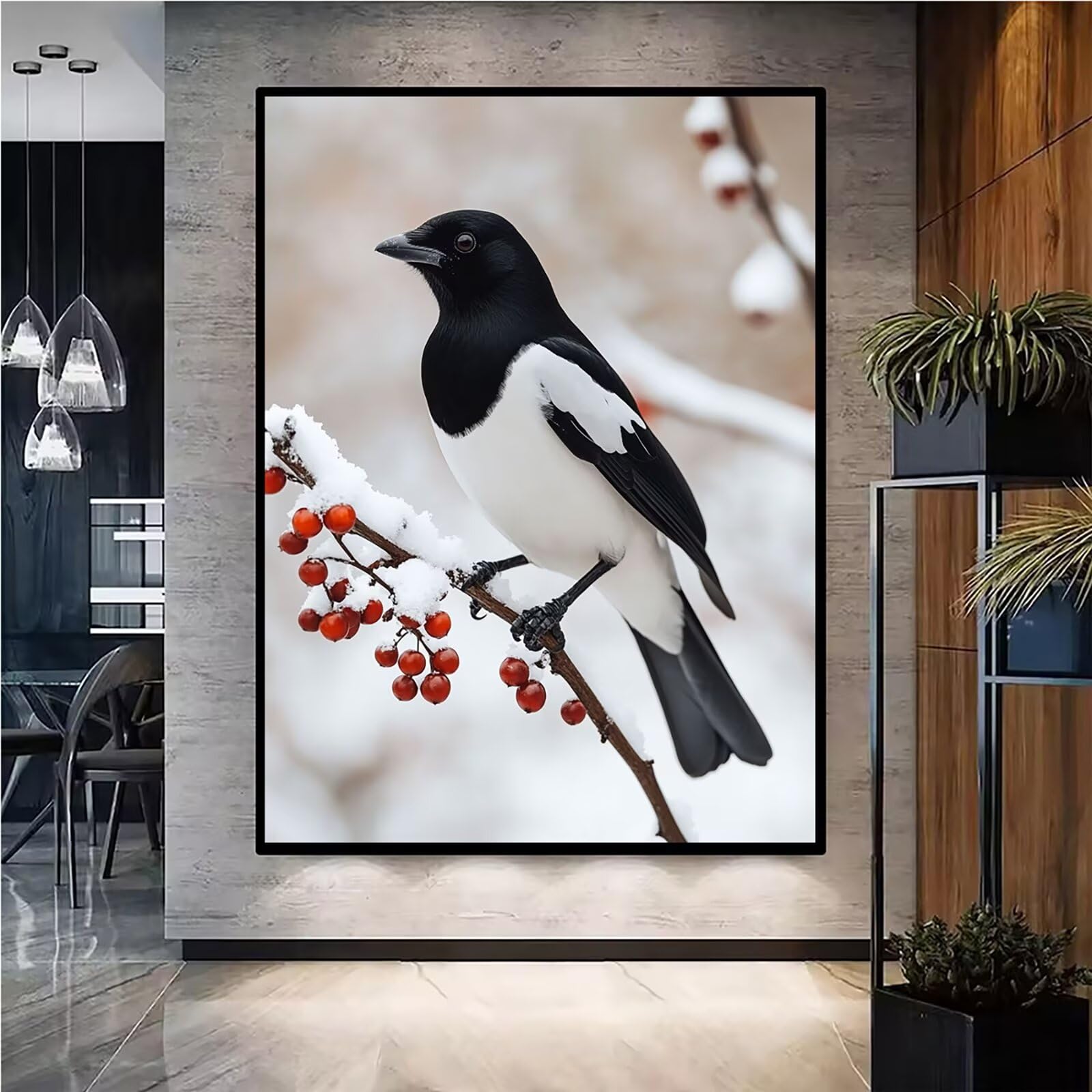 Diamond Painting Kit Completo, Diamond Painting Uccello, 5D Quadrato Pittura Diamante Kit Manualidades Adultos DIY Diamantini Crystal Art Disegni Ricamo Punto Croce Artigianale, 60x90cm Inverno j0-699