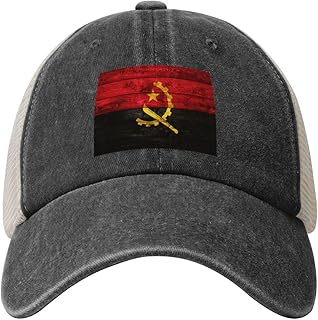 Angola Flag Outdoor Adventure Essential: Cowboy Mesh Baseball Cap Black