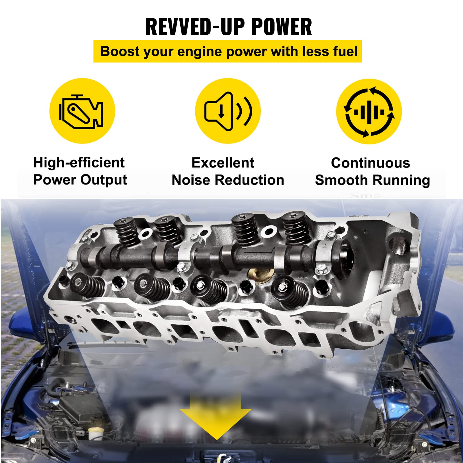 VEVOR Kit testa cilindro completo per Pickup per motore 2,4 L SOHC 22R 22RE 22REC
