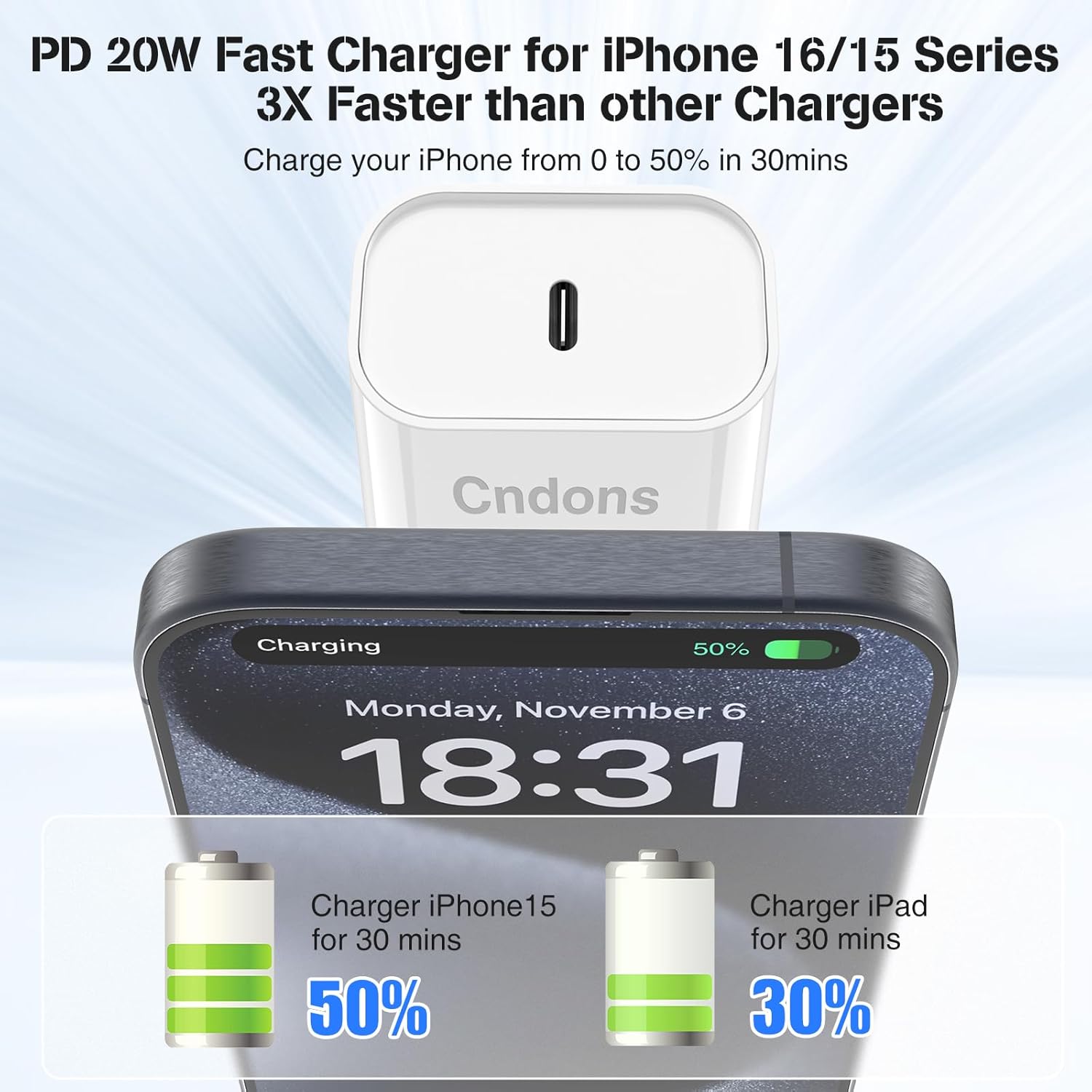 Fast Charger for iPhone 17 16 15 Charger 3Pack, 6 6 10ft USB-C to USBC Cable Cord &20W Type C Block Fast Charging for iPhone 17/16/15 Pro Max,Pro,Plus,16e,17 Air, iPad Pro/Air/Mini