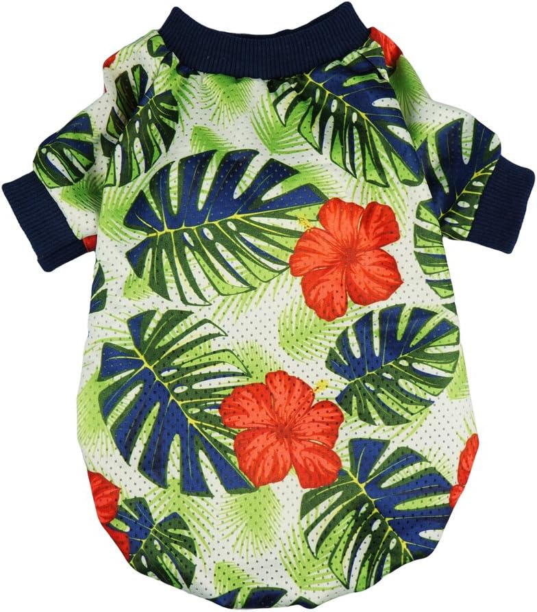 Fitwarm Palm Leaf Pet Clothes for Dog Shirts Cat T-Shirts Apparel Green Small