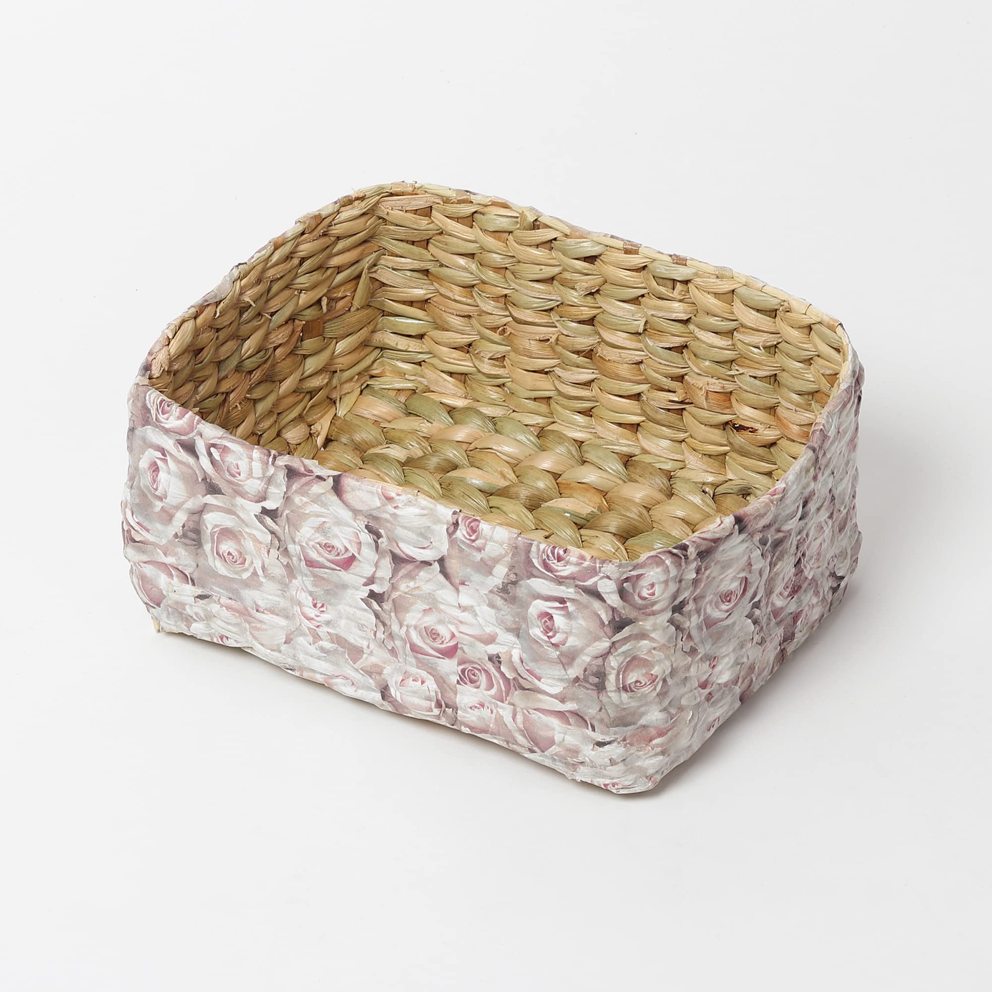 Habere India-All the Cultures Fabricating India Jute Storage Baskets | Cane or Bamboo Baskets | Wicker Gift Hamper | Rattan Wardrobe Basket - Rectangular (Multi Color 2) 2
