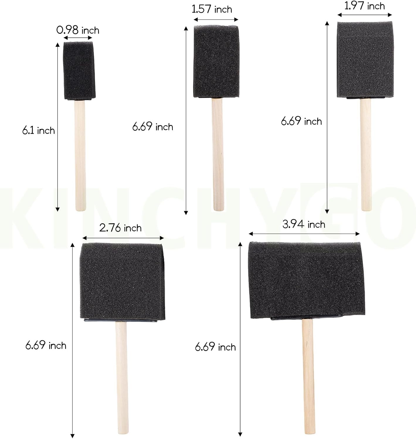 20 Pack Foam Paint Brushes Foam Brushes with Wooden Handle for Painting Staining DIY Craft (5 Size)