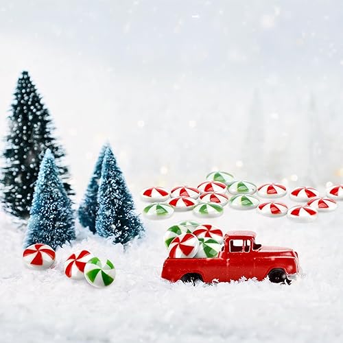 Miniatura 5 de Giegxin 60 piezas de dulces de Navidad para manualidades, decoración de dulces falsos de plástico, adornos de menta arcoíris para colgar