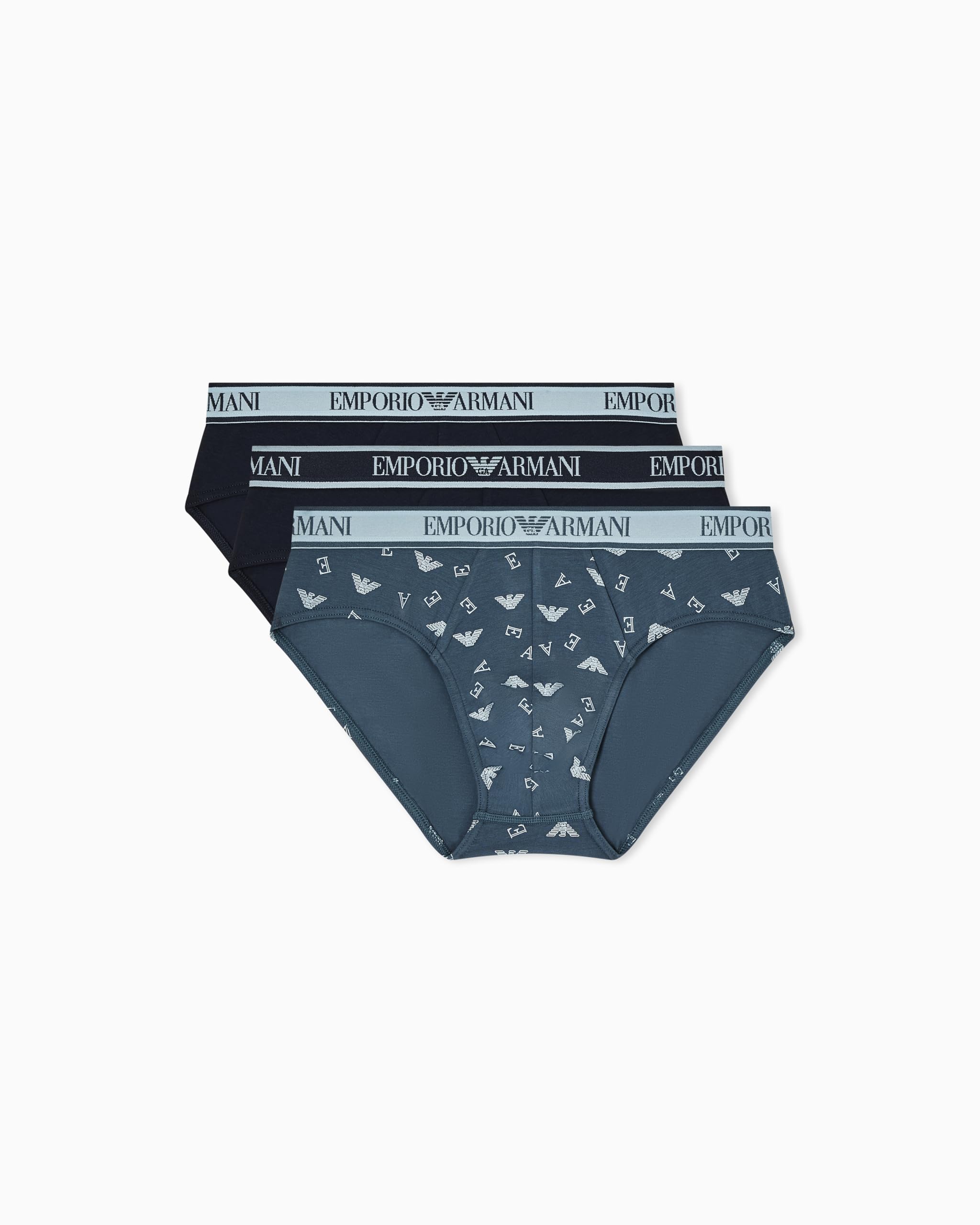 Emporio Armani Men's CORE Logoband 3-Pack Brief Blue M