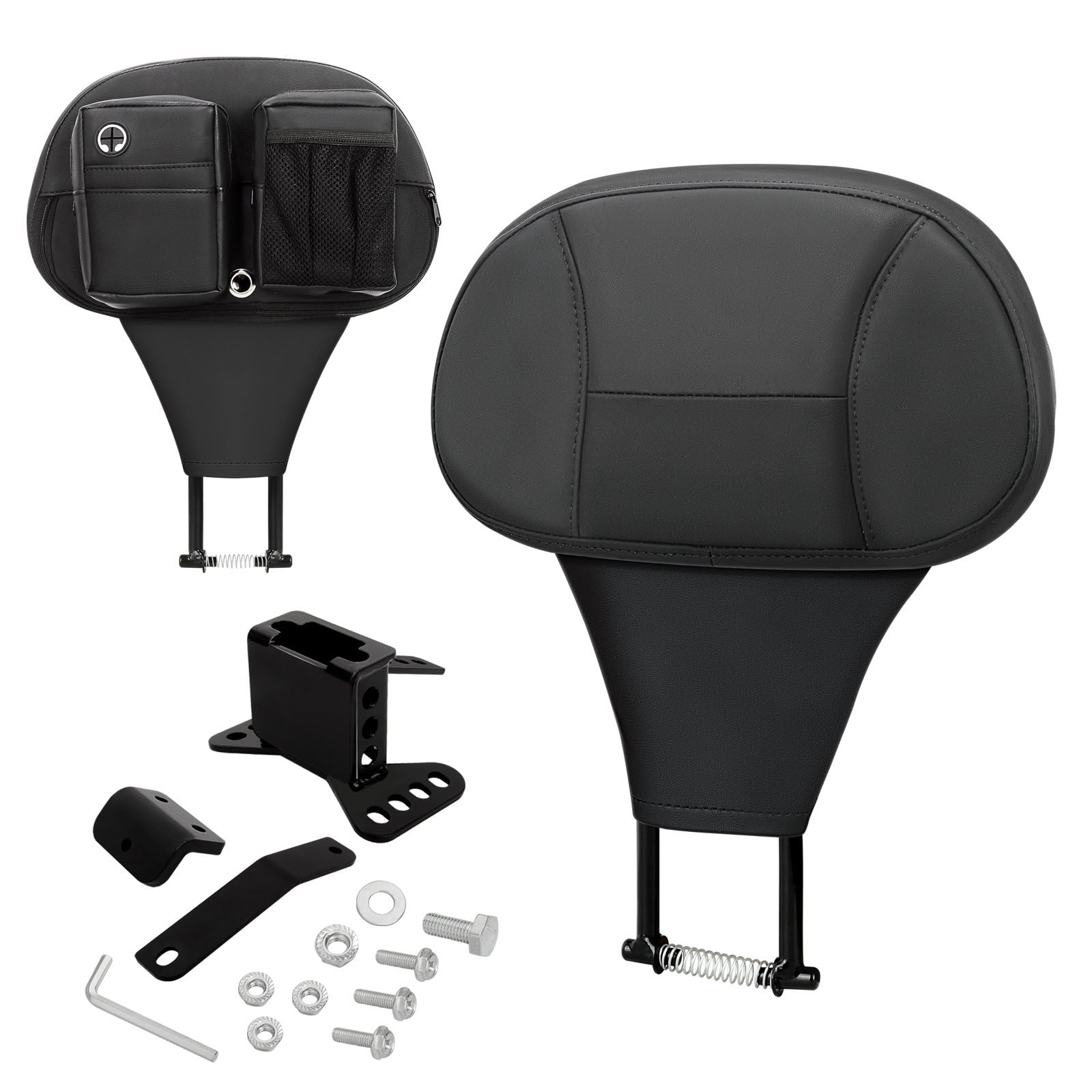 Dossier réglable pour conducteur, coussin de dossier enfichable avec poches latérales pour Harley Touring CVO Electra Glide Road Glide Road King Street Glide 2009-2025, noir #22