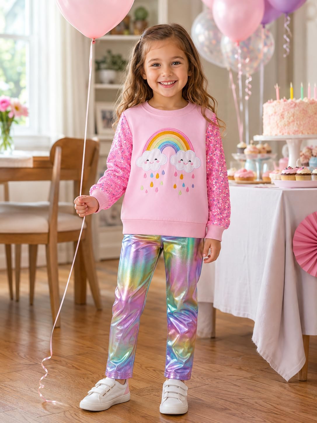 RETSUGO Toddler Girls 2 Piece Outfits Long Sleeve Sweatshirt Leggings Pants Fall Winter Casual Clothes Sets 3‑8 Years