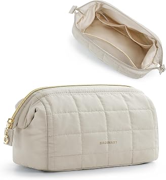 BAGSMART Ladies Makeup Pouch Cosmetic Pouch, beige