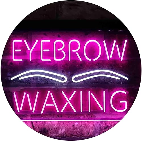 Miniatura 1 de Muestra de neón LED de doble color con cera de cejas blanco y morado 12 x 8 pulgadas st6s32-i3834-wp