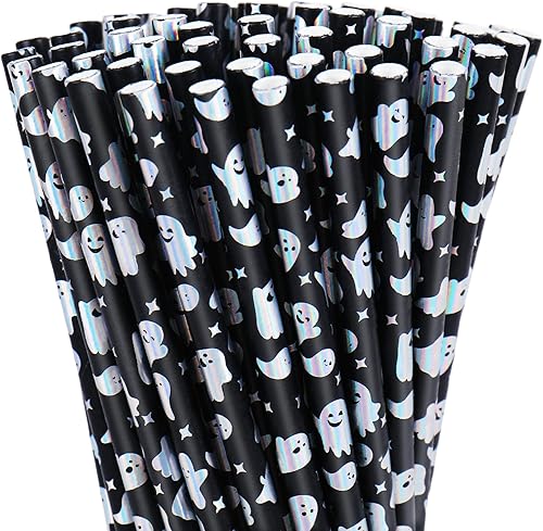 Miniatura 8 de Whaline 200 popotes de papel de aluminio de hoja de arce dorada, pajitas desechables con estampado de hojas de otoño, pajitas decorativas de otoño