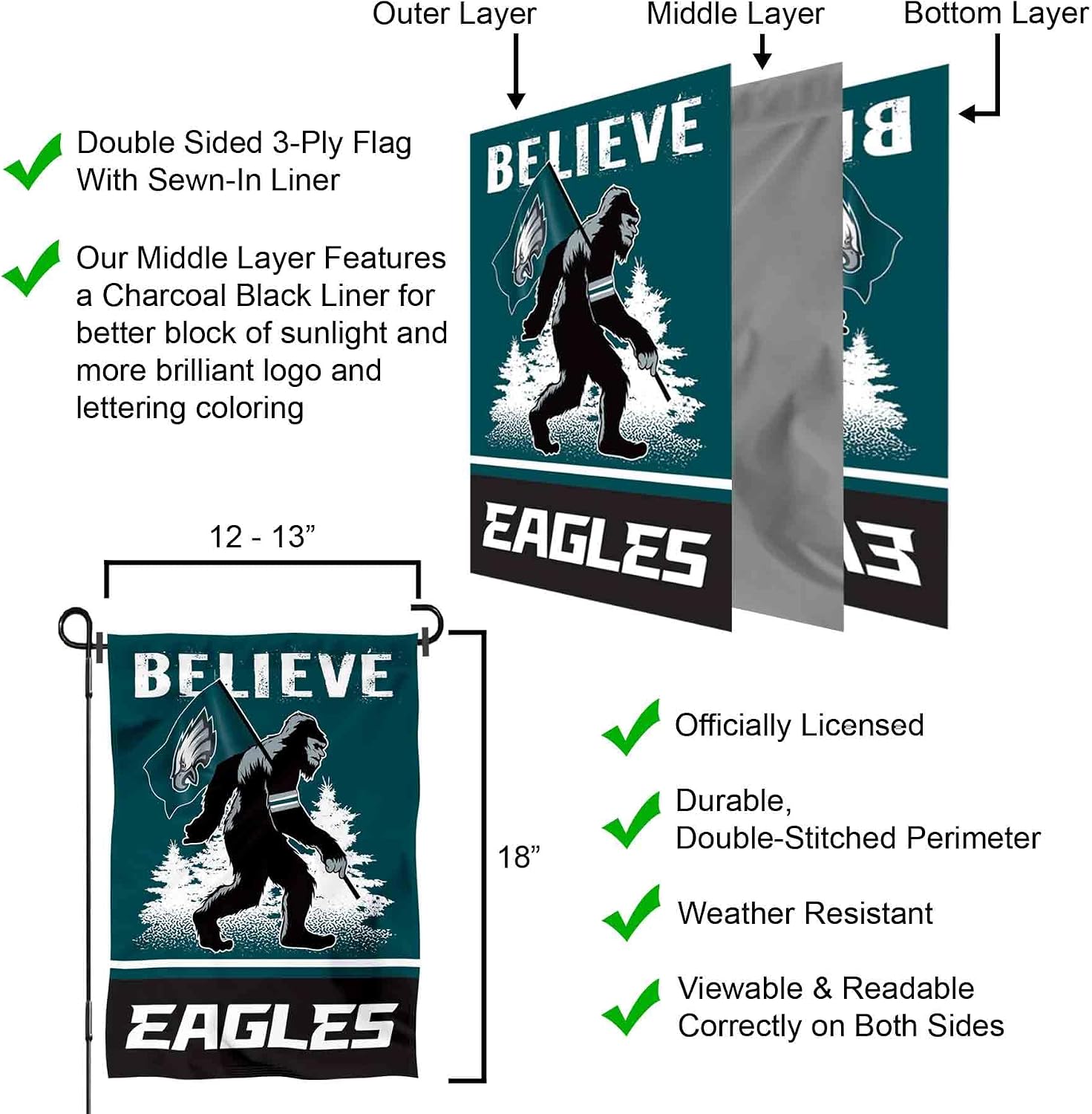 WinCraft Philadelphia Eagles Bigfoot Sasquatch Believe Yard Garden Banner Flag