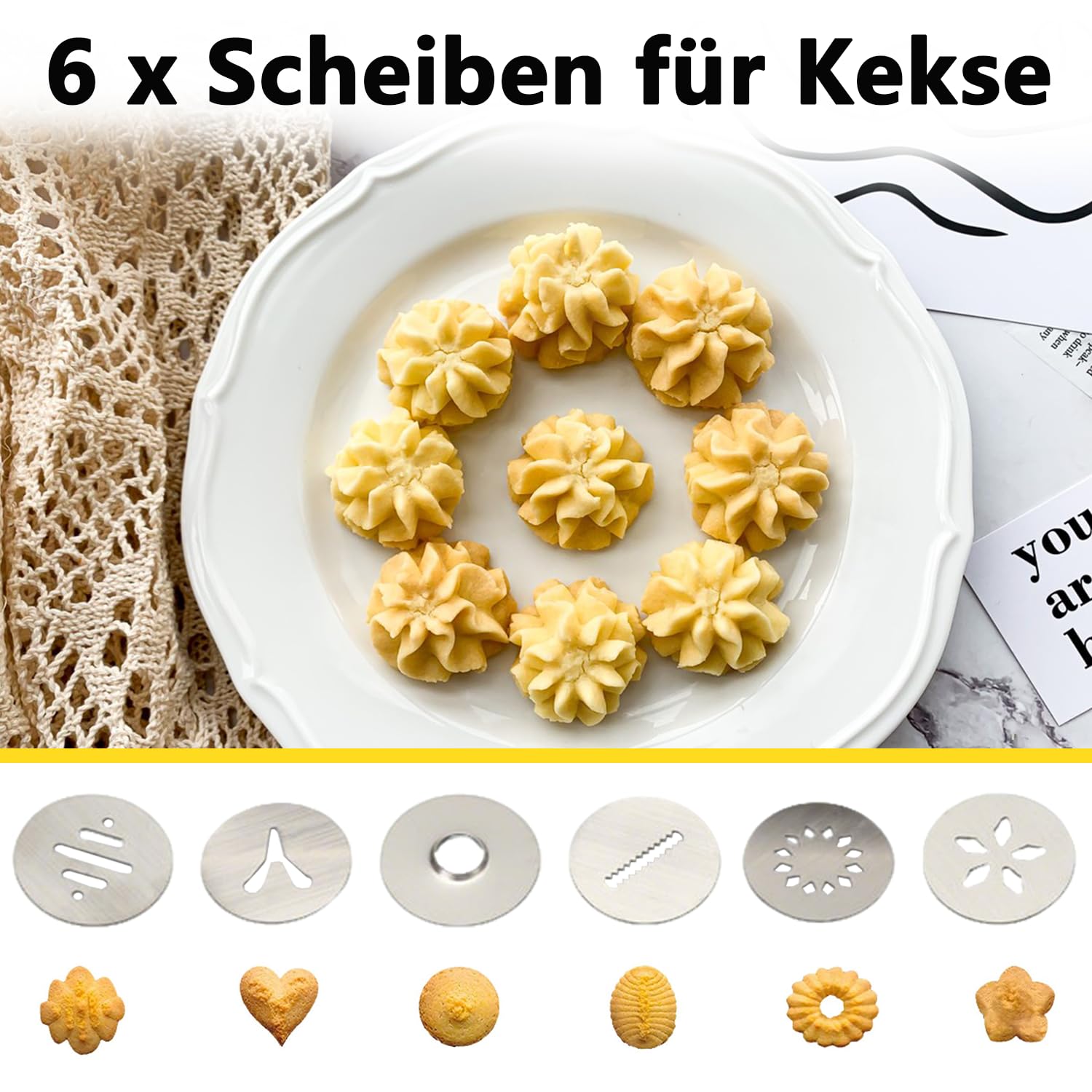 Churro Maker Edelstahl Gebäckpresse, Spritzgebäck Presse mit 10 Schablonen und 7 Edelstahl Tüllen, Teigspritze Kekspresse Gebäckspritze, Plätzchenpresse Backzubehör für Kuchen Dessert Cookie Presse