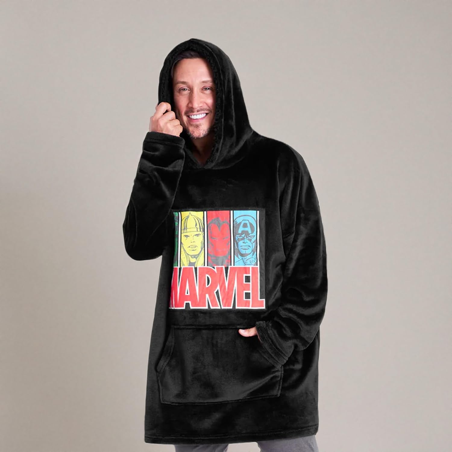 Marvel Avengers Blanket Hoodie for Men Teens, Fleece Wearable Blanket with Sherpa Hood, Valentines Day Gifts for Men, Husband - Image 10