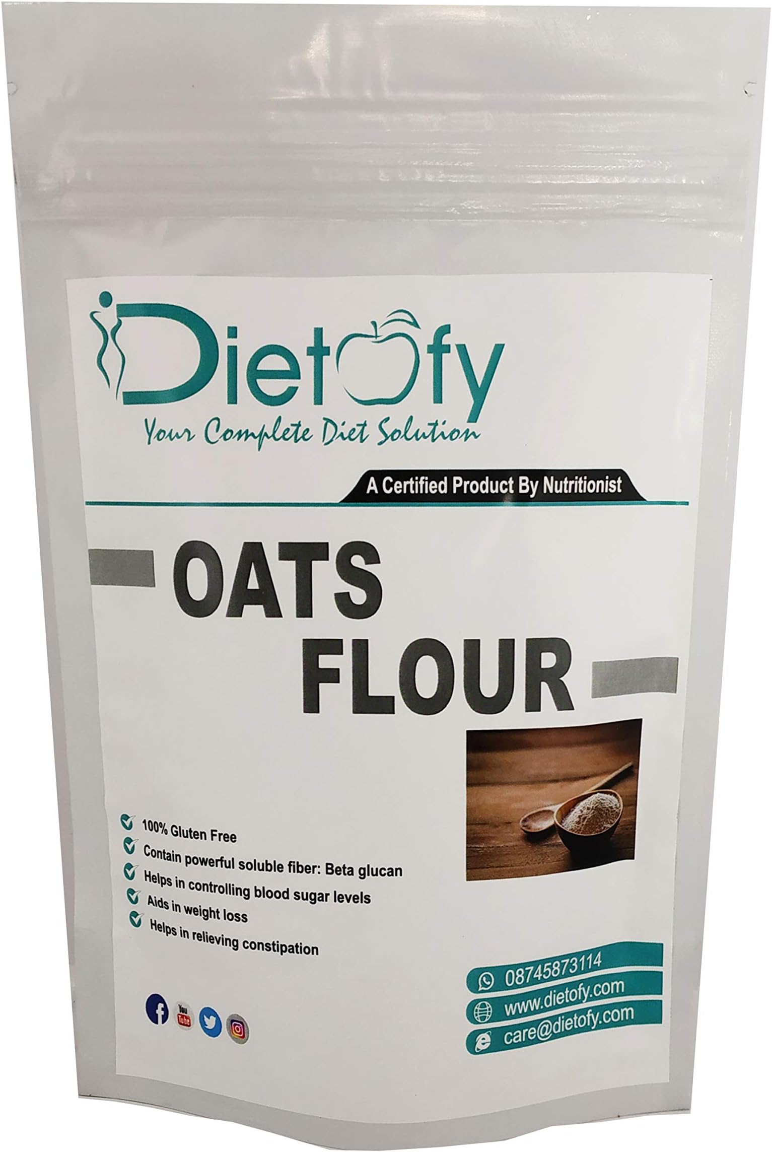 Dietofy Oats Flour, 900gm [All Natural, Nutritious, Fiber-Rich Oats Atta