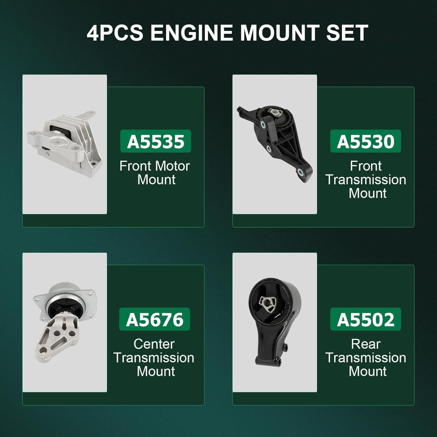 SCITOO Engine Motor Mount and Transmission Mount Set Fit 2010-2016 for Buick Lacrosse 3.0L 3.6L, 2010-2010 for Allure 3.0L Replace A5535 A5530 A5676 A5502
