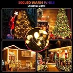 MZD8391 Mise à jour 105FT 300LEDs Lumières de Noël Lumières d'extérieur à cordes intérieures 8 Modes Fonction mémoire pour décoration de fête d'arbre de Noël (blanc chaud)