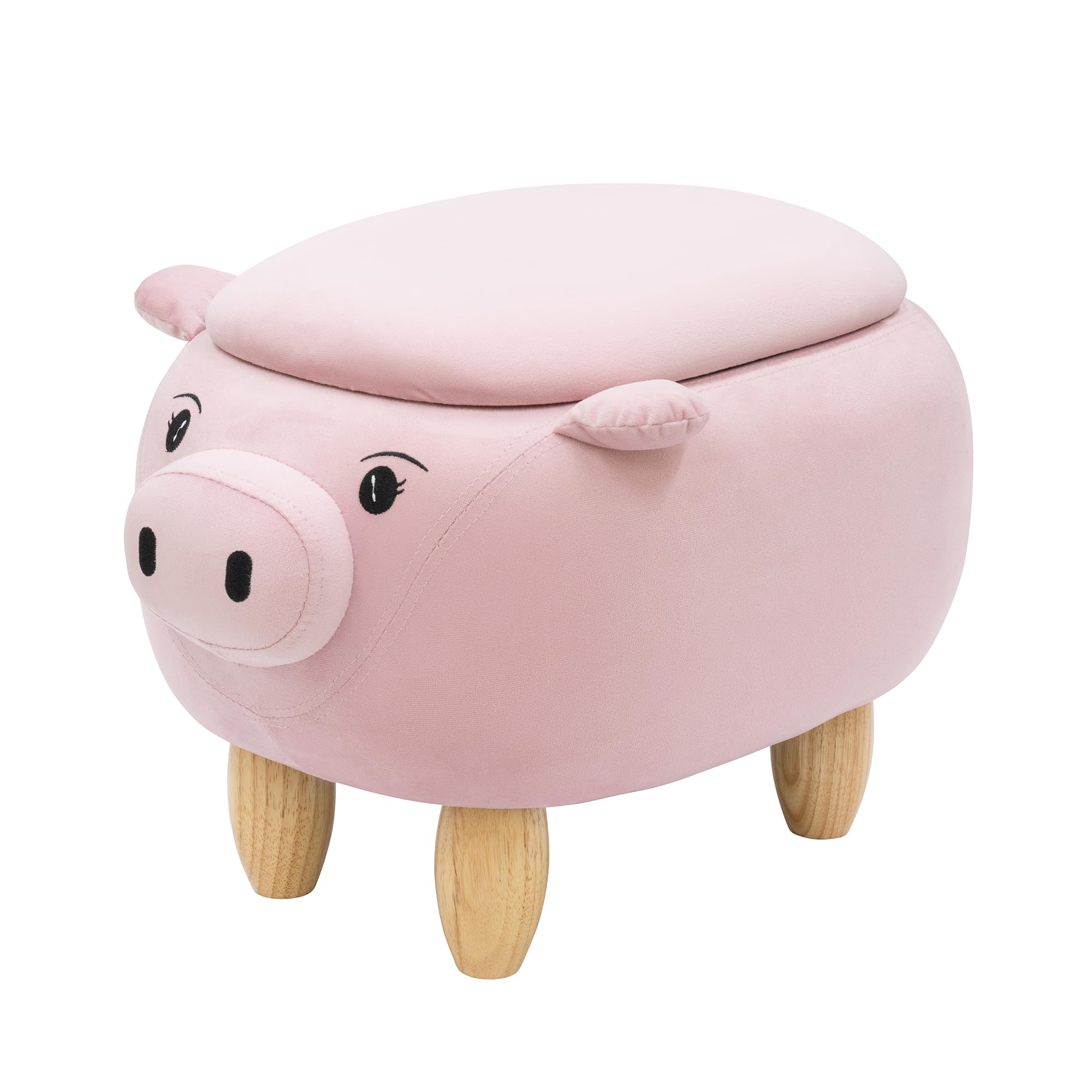 Pearington Pink Pig Ottoman with Storage, Furniture for Living Room, Gameroom, Playroom, Bedroom Décor,Soft Animal-Shaped