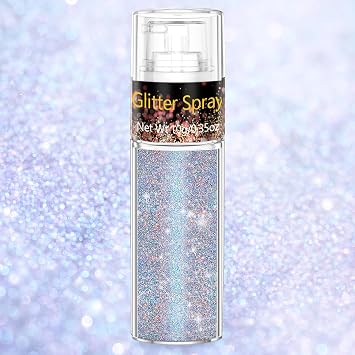 Holographic Body Glitter Spray 10g, Multicolor Sparkle Mist for Hair, Face Body, Long-Lasting Festival Makeup Glitter, Rave Party Shimmer Powder, DIY Craft Costume Glitter