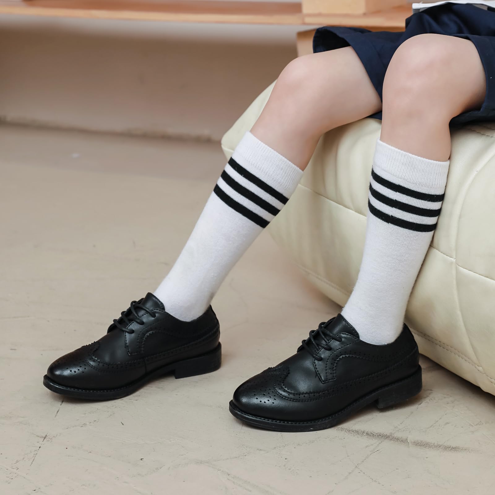 WUIWUIYU Garçons Chaussures habillées Brogue en Cuir Chaussures de Mariage Chaussure Uniforme Scolaire