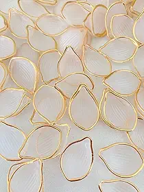 Artesanato Elegante, Pétalas de Flor em Nude com Borda Dourada, 50 Unidades, Acabamento Metalizado, para Montagem de Bijuterias